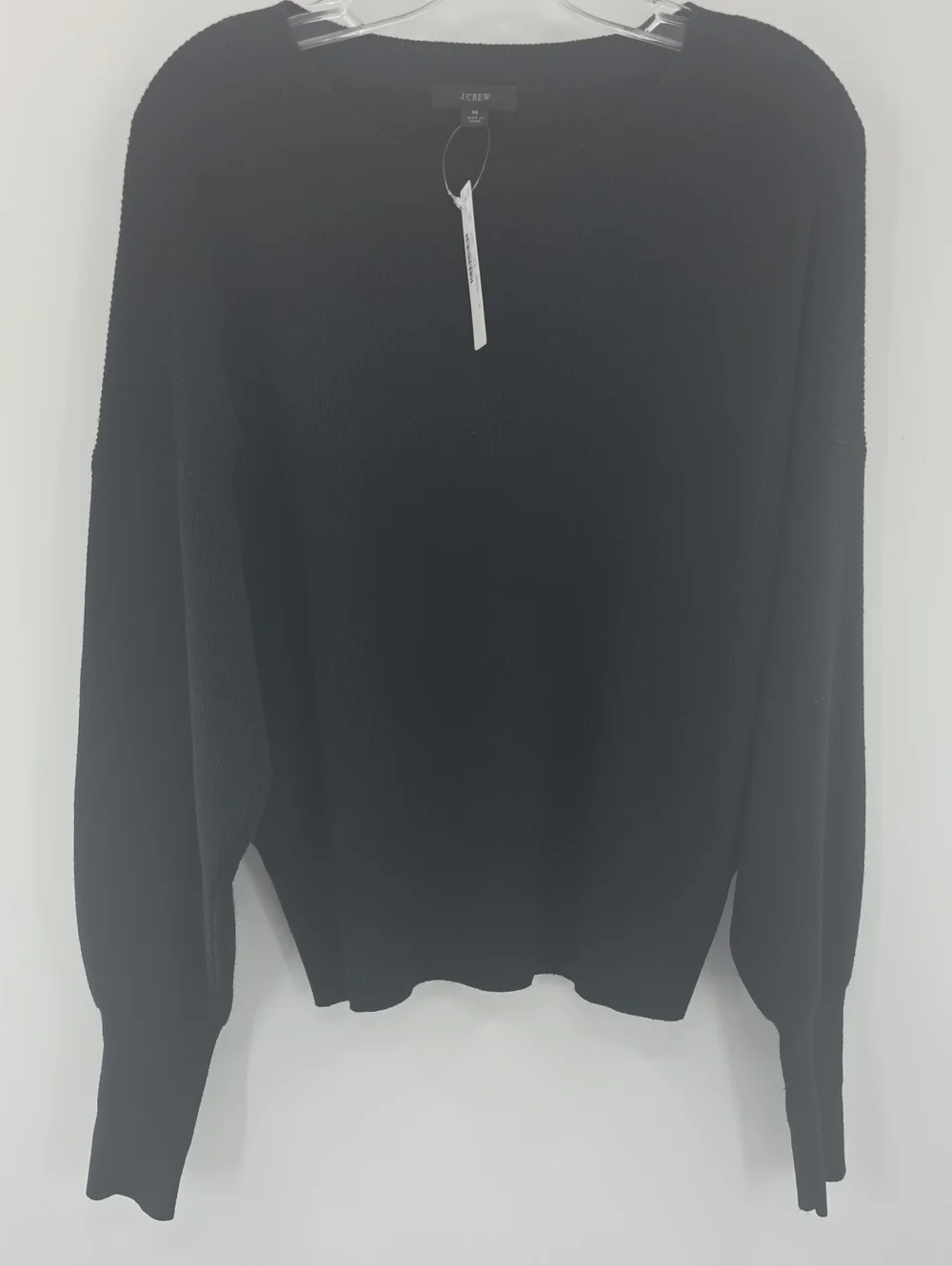 J. Crew Black Crewneck Rib-Knit Sweater